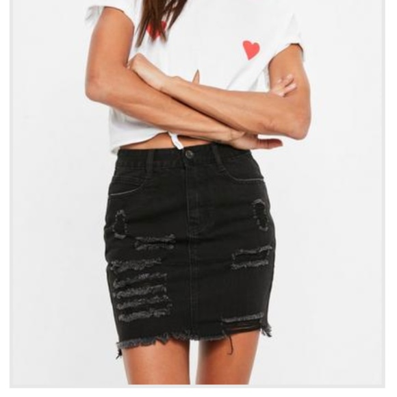 Missguided Black Denim Skirt Hot Sale 
